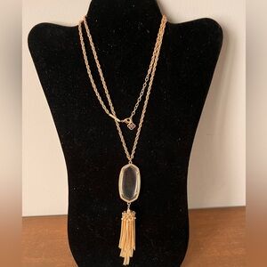 Kendra Scott Rayne Rose Gold Pendant Necklace with Clear Glass Stone